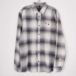 Point Zero Men's Plaid Button Down Shirt in White Black Size XL NEW 100% Cotton